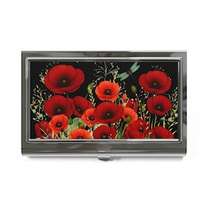 Mohnblumenfeld Visitenkartenhalter Elegantes Visitenkartenzubehör, Bürogeschenk Abschlussgeschenk