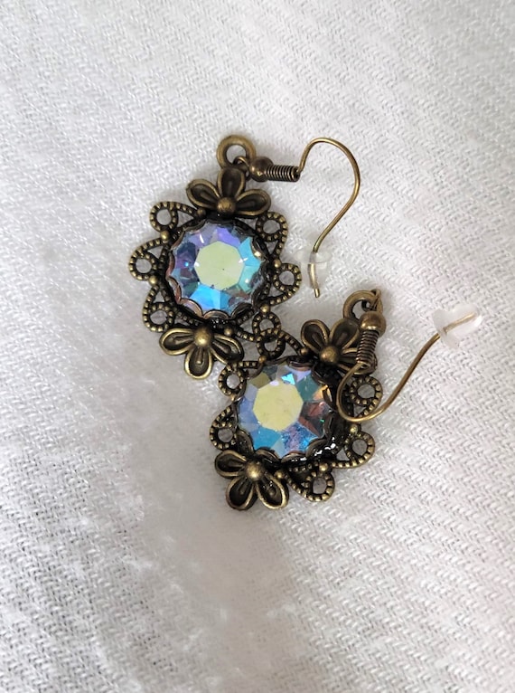 Victorian Antique Czech Glass Button EARRINGS Rhin