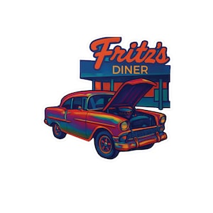 Vintage-Car 1950&#39;s Bel Air Hot Rod Kiss-Cut Vinyl Decals, Car Enthusiast Stickers, Drive-In Decor, Retro Vinyl Stickers Gift for Auto Lovers