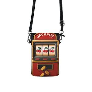 Vintage Slot Machine Camera Bag • Retro Gambling Crossbody Purse • Casino Lover Gift • Quirky Phone Bag • Vegas Style Novelty Purse