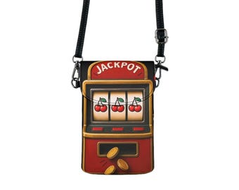 Vintage Slot Machine Camera Bag • Retro Gambling Crossbody Purse • Casino Lover Gift • Quirky Phone Bag • Vegas Style Novelty Purse