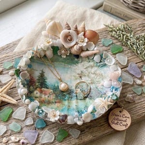 Cottage Cove Spa Self Care Gift Set | Artisan Soap Slices, Foot Soak, Pumice & Hand-Painted Seashell Dish, Gift for Her
