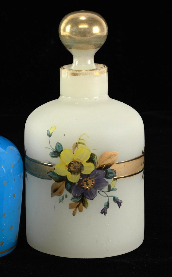 Bristol Glass Perfume Bottle Hand Decorated enamel
