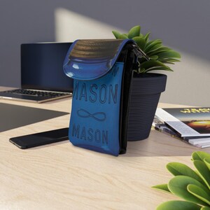 Bolsa transversal Blue Mason Jar, carteira pequena para celular com alça, bolsa de ombro fofa para mulheres, presente para amantes da gastronomia