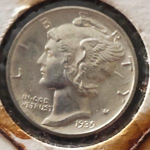 SILVER Dime Coin Collectible 1939 D Mercury Dime KEYDATE GEM
