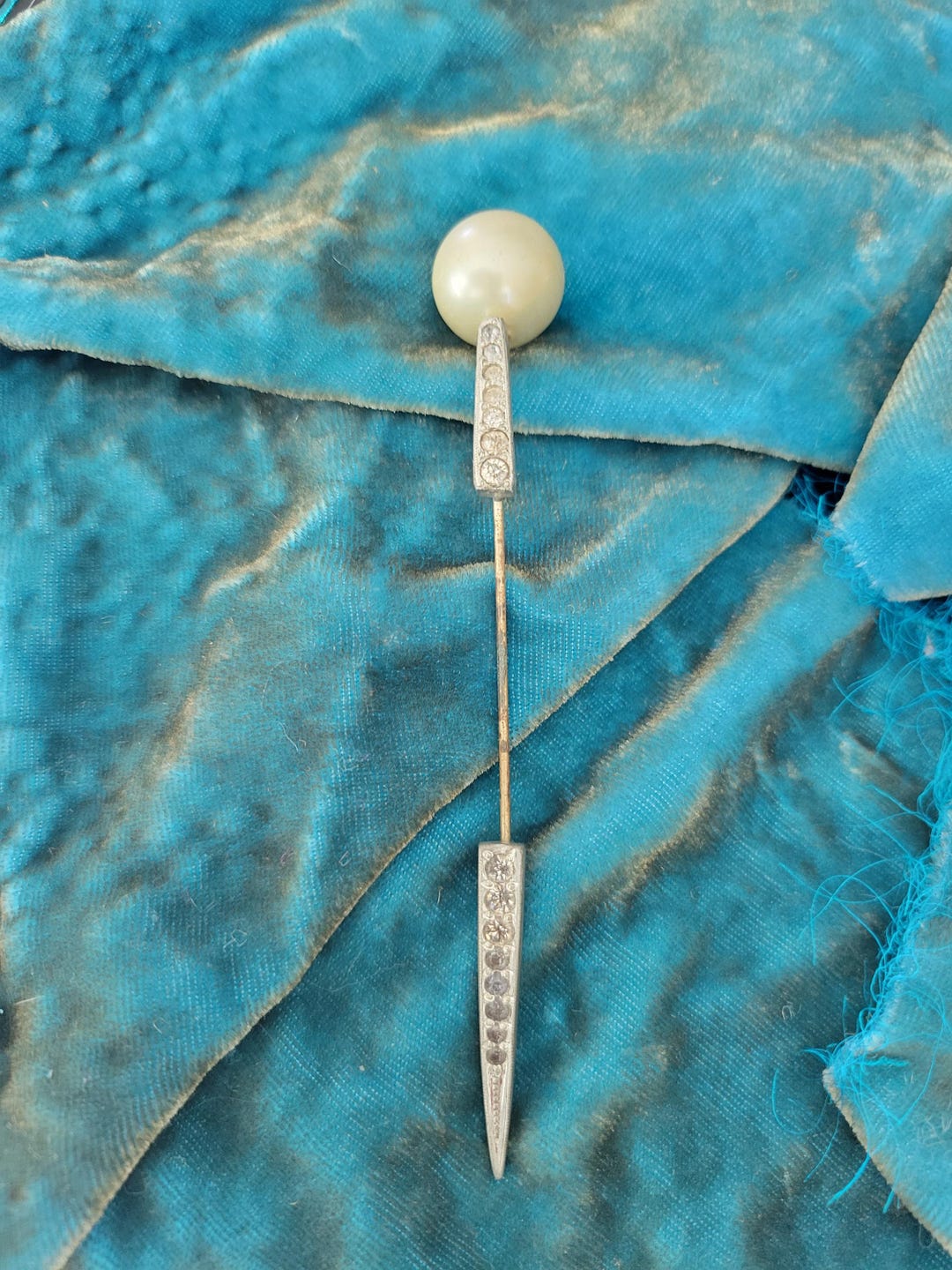 Hatpin, Pearl Shawl Pin, Antique Faux Pearl and Rhinestone Stick Pin - Etsy