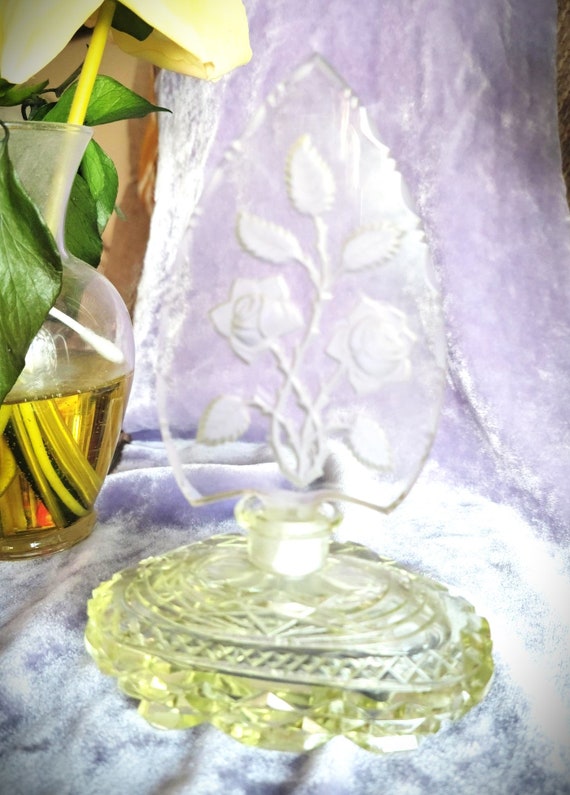 Vintage Topaz CZECH Glass perfume bottle, Original