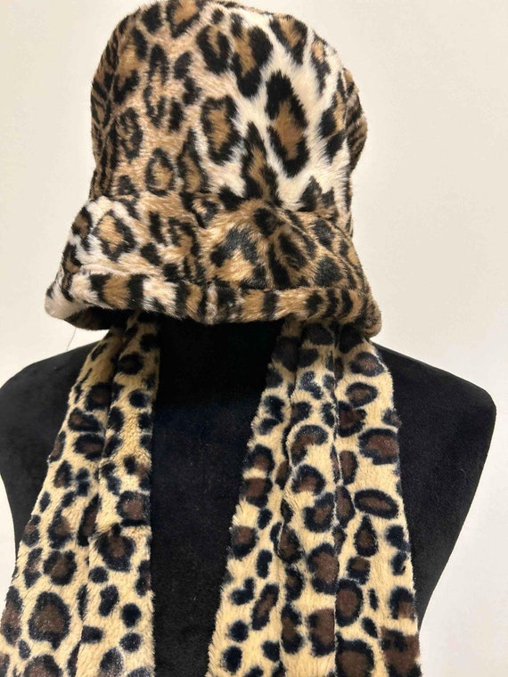 Leopard Cheetah HAT Scarf & Aris Leather Gloves S… - image 2