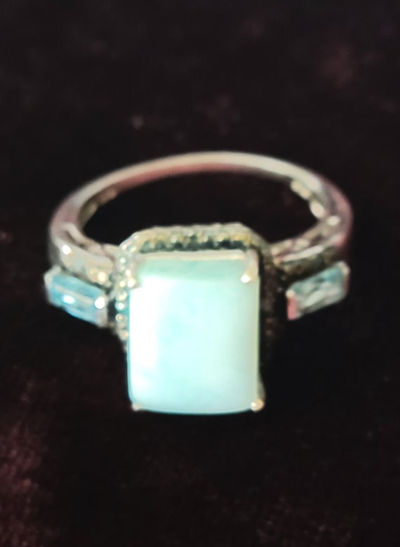 Genuine Larimar, Sterling Silver RING with Blue To