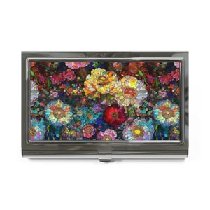 Blumen-Mosaik-Visitenkartehalter Elegantes Visitenkartenzubehör, Hochzeitsbevorzugung, Abschlussgeschenk Bürogeschenk