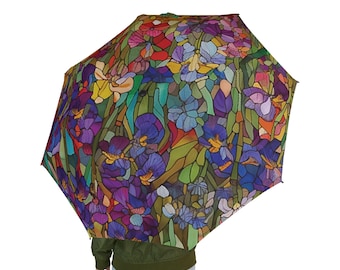 Monet Inspired Botanical Umbrella: Garden Design, Compact Size for Travel 48"