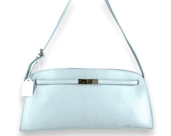 FURLA Leather Powder Blue Shoulder Handbag Purse