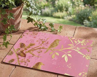 Pink Botanical Dish Drying Mat – Vintage Floral Kitchen Decor
