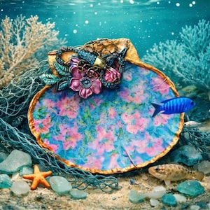 Keepsake Shell Dish 5" shell, Coastal Seaside Decor, Bathroom Vanity Gift