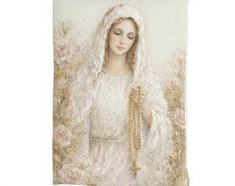 Our Lady Rosary Case – Vintage Marian Accessory Pouch, Catholic Gift