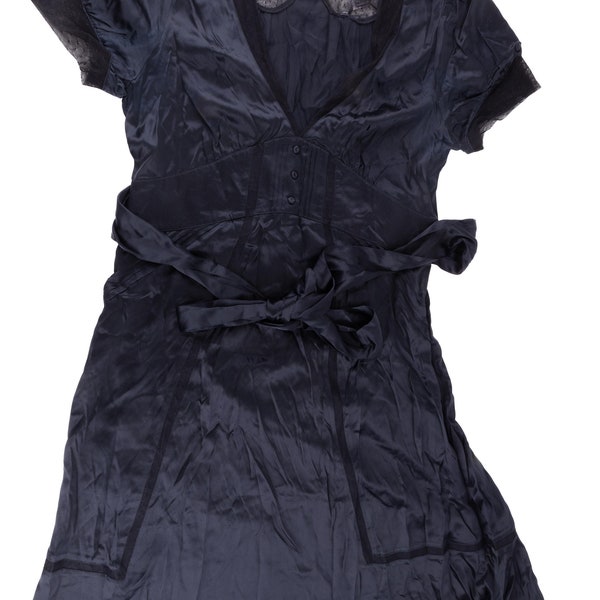Original Marc Jacobs Little Black Silk Dress with mesh Tooling size 12 Vintage Designer