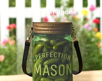 Pickle Jar Crossbody Bag: Novelty Vegan Leather Phone Purse