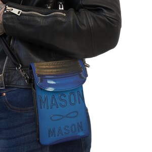 Bolso bandolera con tarro de cristal azul, cartera pequeña para teléfono móvil con correa, bonito bolso de hombro para mujer, regalo para amantes de la gastronomía.