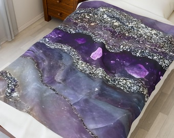 Amethyst Quartz Velveteen Blanket | Floral Cozy Throw