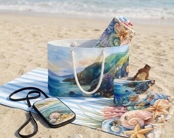 Beach Art Weekender Bag | Coastal Tote | Large Weekend Bag