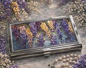 Wisteria Business Card Holder, Metallic Finish | Calling Card Case