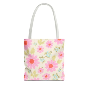 Floral Einkaufstasche - Niedliche wiederverwendbare Einkaufstasche, umweltfreundliches Geschenk, Sommer Accessoire, Picknick Essentials, Strandtasche, Bauernmarkttasche