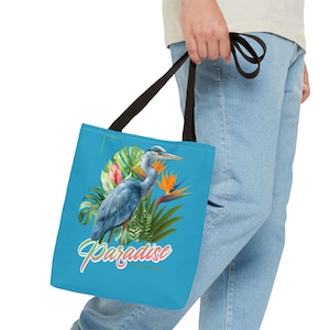 Tropical Bird Tote Bag, Exotic Parrot Carryall, Colorful Toucan Beach Tote, Jungle Print Shoulder Bag, Summer Vacation Market Bag