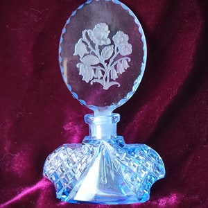 Vintage Blue CZECH Crystal perfume bottle