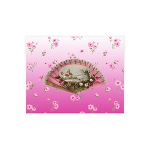 French Fashion Postcard Bundles, Petite Roses Ombre Hues Hand Fan, Envelopes Stationery Note Cards Greeting Cards Floral Prints Small Art