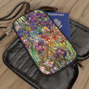 Cartera para pasaporte con diseño floral de mosaico, organizador de viaje, regalo para viajeros, elegante accesorio de viaje, funda para pasaporte con diseño floral