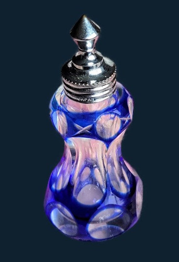 Antique Cut to Clear Cobalt Perfume Bottle - image 2