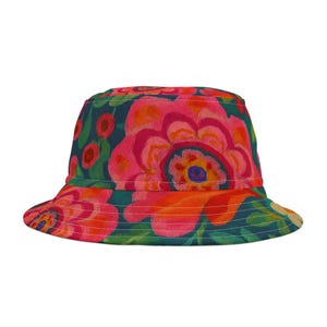 Chapéu Bucket Floral Vibrante - Proteção Solar Colorida e Elegante, Ótimo para Jardineiros, Festivais, Presente Perfeito para Amantes de Flores, Chapéu Boho Moderno