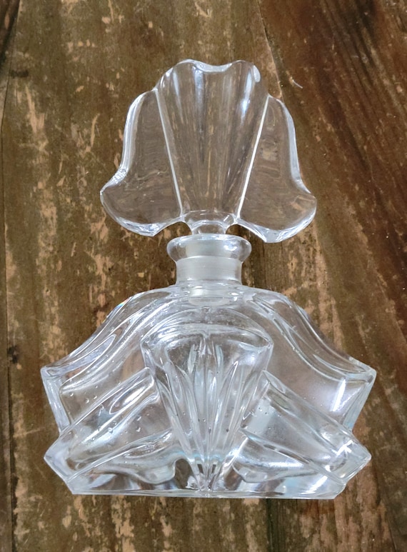 Extra Large Perfume Bottle Pressed Glass, Stopper,