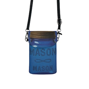 Bolso bandolera con tarro de cristal azul, cartera pequeña para teléfono móvil con correa, bonito bolso de hombro para mujer, regalo para amantes de la gastronomía.