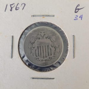 COIN 1867 Shield NICKEL Good Collectible Coin