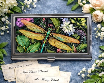 Dragonfly Business Card Holder: Elegant Desk Accessory | Calling Card Case | Bestseller Gift