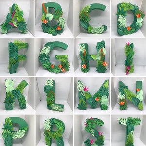 Letters with jungle decoration, 3D alphabets, SVG for Cricut, pdr files, DIY papercraft, digital vector templates image 2