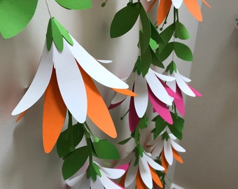 Flower garland, 3D paper craft, SVG file, digital templates, PDF, for Cricut, DIY paper project