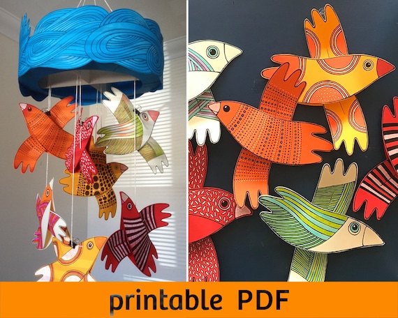 Birds Hanging Mobile Printable PDF DIY Papercraft - Etsy