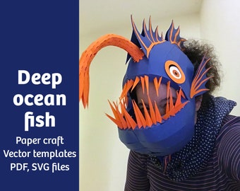 Deep Ocean Fish Mask: Paper Craft Halloween Costume (SVG, PDF files)