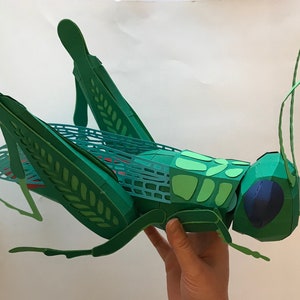 Kit de créations en papier 3D sauterelle, fichier SVG pour Cricut, fichiers PDF, modèles numériques vectoriels, 3D low poly, créations de bricolage