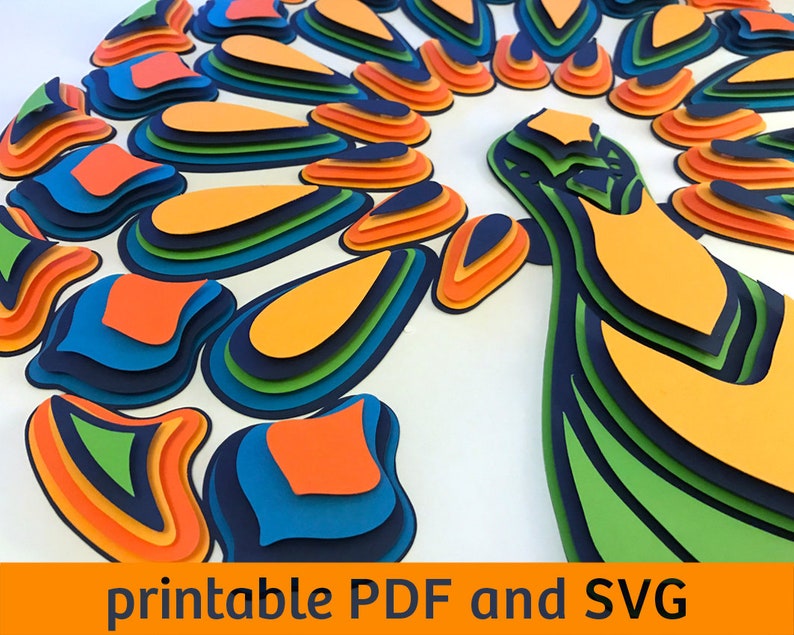 Download Diy Paper Craft Vector Digital Templates Peacock Wall Decoration Printable Pdf Svg File For Cricut Papercraft Card Making Stationery Advancedrealty Com