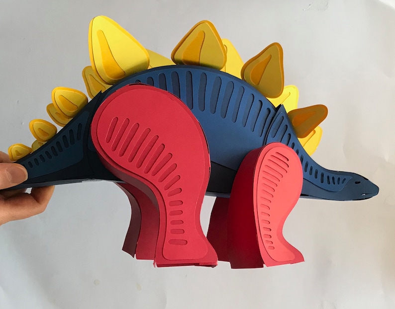 Dinosaur 3D paper craft activity kit, SVG file for Cricut, vector digital templates, PDF files, 3D low poly, DIY homedecor image 6