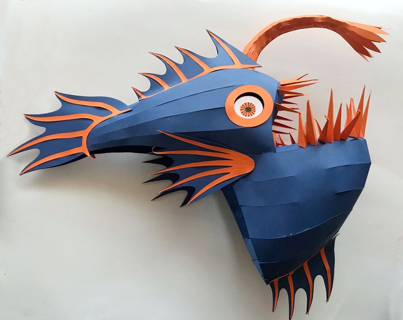 Deep Ocean Fish Mask: Paper Craft Halloween Costume (SVG, PDF Files) - Etsy