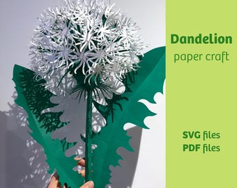 Dandelion, 3D paper cutting flower, SVG files for Cricut, kids' room decor