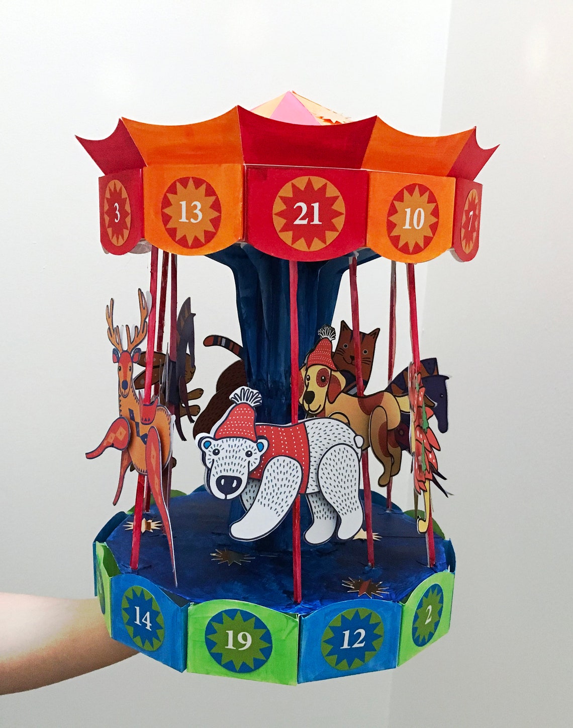 Carousel Advent Calendar Printable PDF DIY Papercraft 3D Etsy