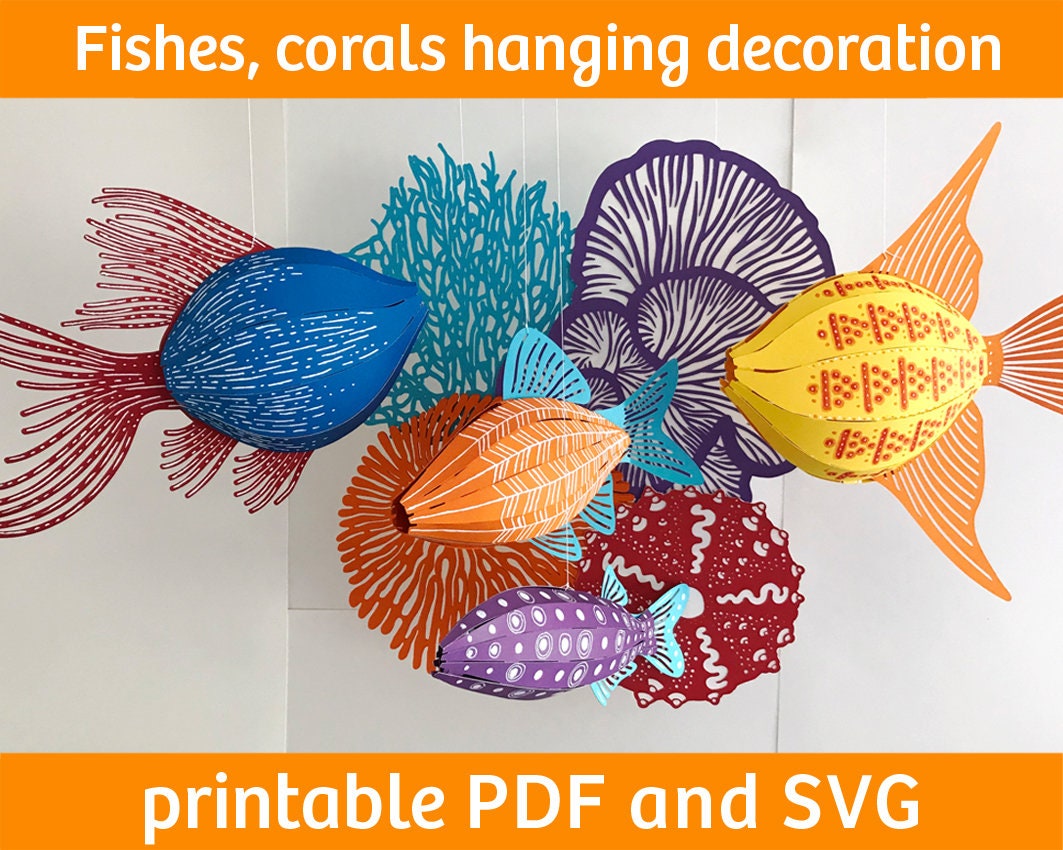 Möbel & Wohnen Orange Color Tropical Fish Under the Sea Hanging