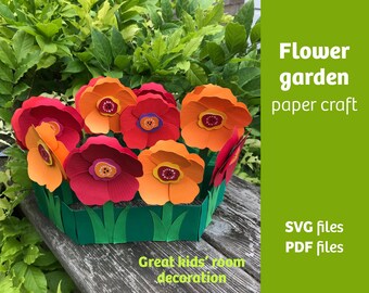 DIY Paper Flower Garden: Kid's Room Decor, SVG & PDF Files