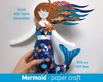 Mermaid, for crafty kids, vector templates