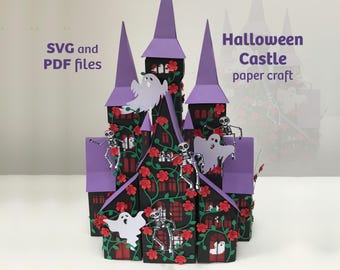 Halloween Castle, 3D paper craft objects, Party decor, SVG and PDF files